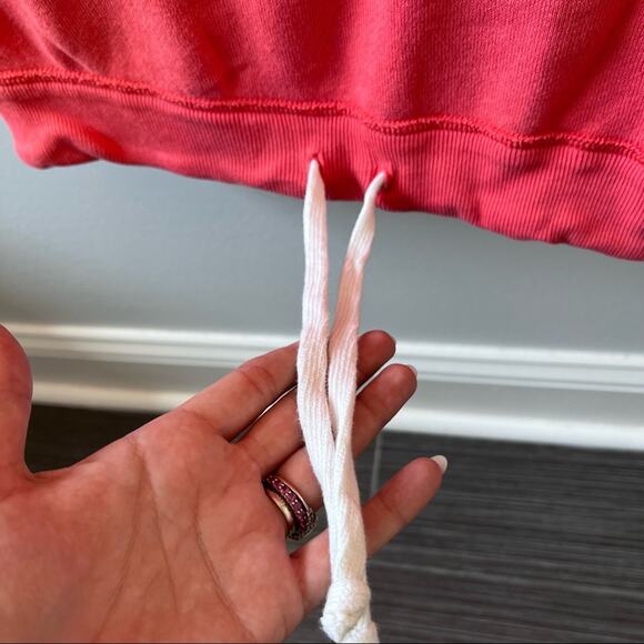 Y2K American Eagle Outfitters Coral Pullover Workout Sweatshirt Drawstring Waist - Picture 3 of 5